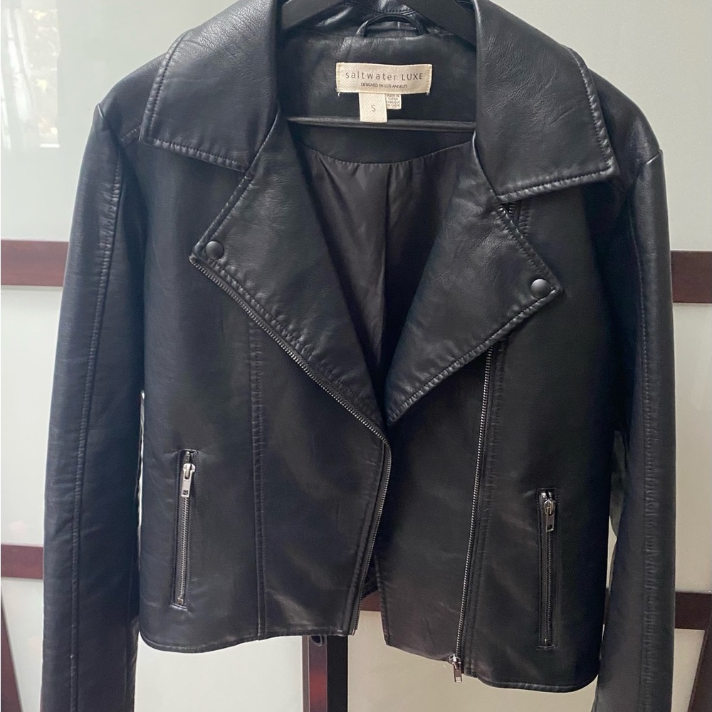 Saltwater Luxe Classic Black Leather Jacket